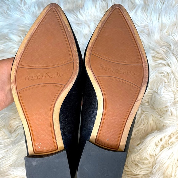 🖤 Black Leather Franco Sarto Pointed Toe Flats 🖤 - Picture 5 of 5